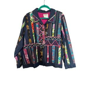 Norm Thompson Hippy Boho  Patchwork jacket  print 3x plus artsy boho hippy